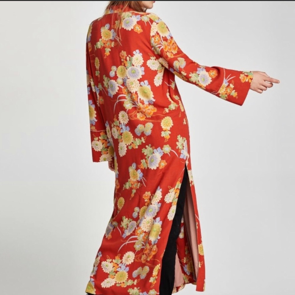 Zara silk floral kimono duster - Picture 3 of 8